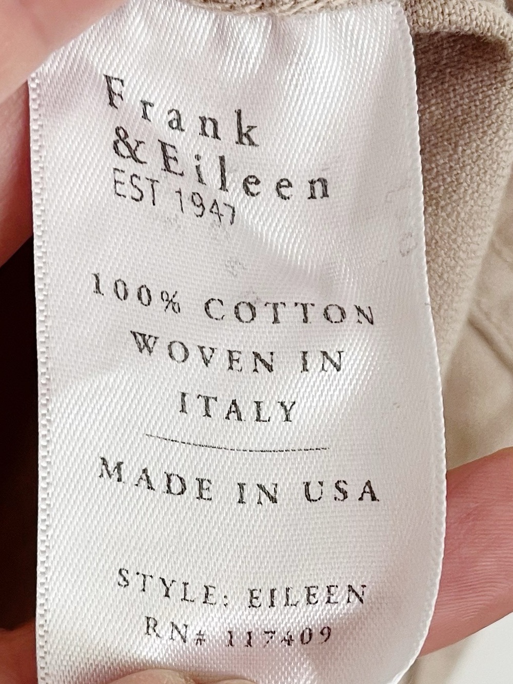 Frank & Eileen Eileen Button-Up Shirt Famous Denim Sand Tan Size: Medium - Picture 9 of 10